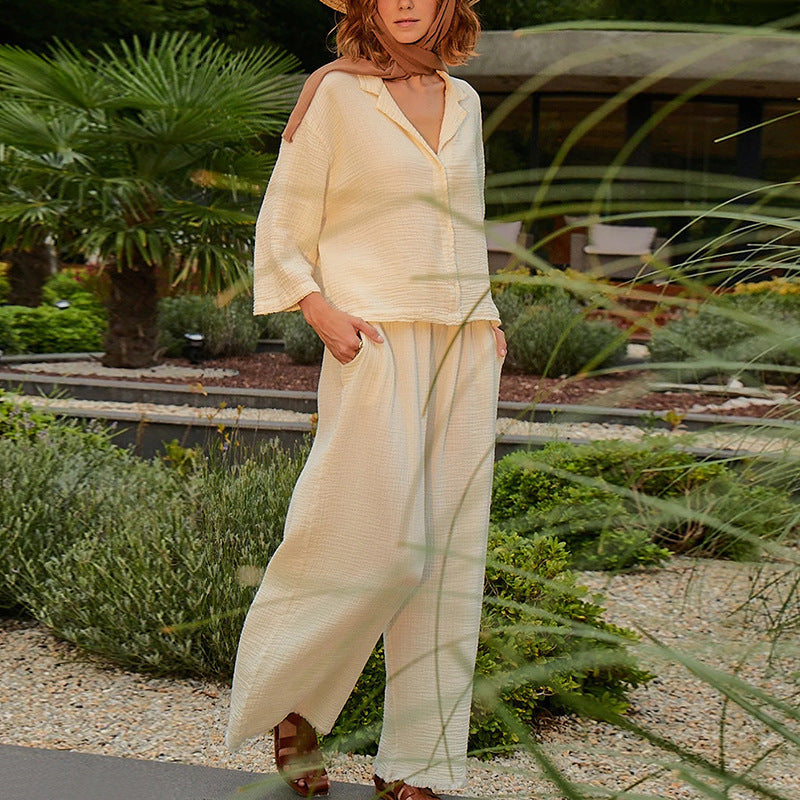Pantalons décontractés à double couche en gaze