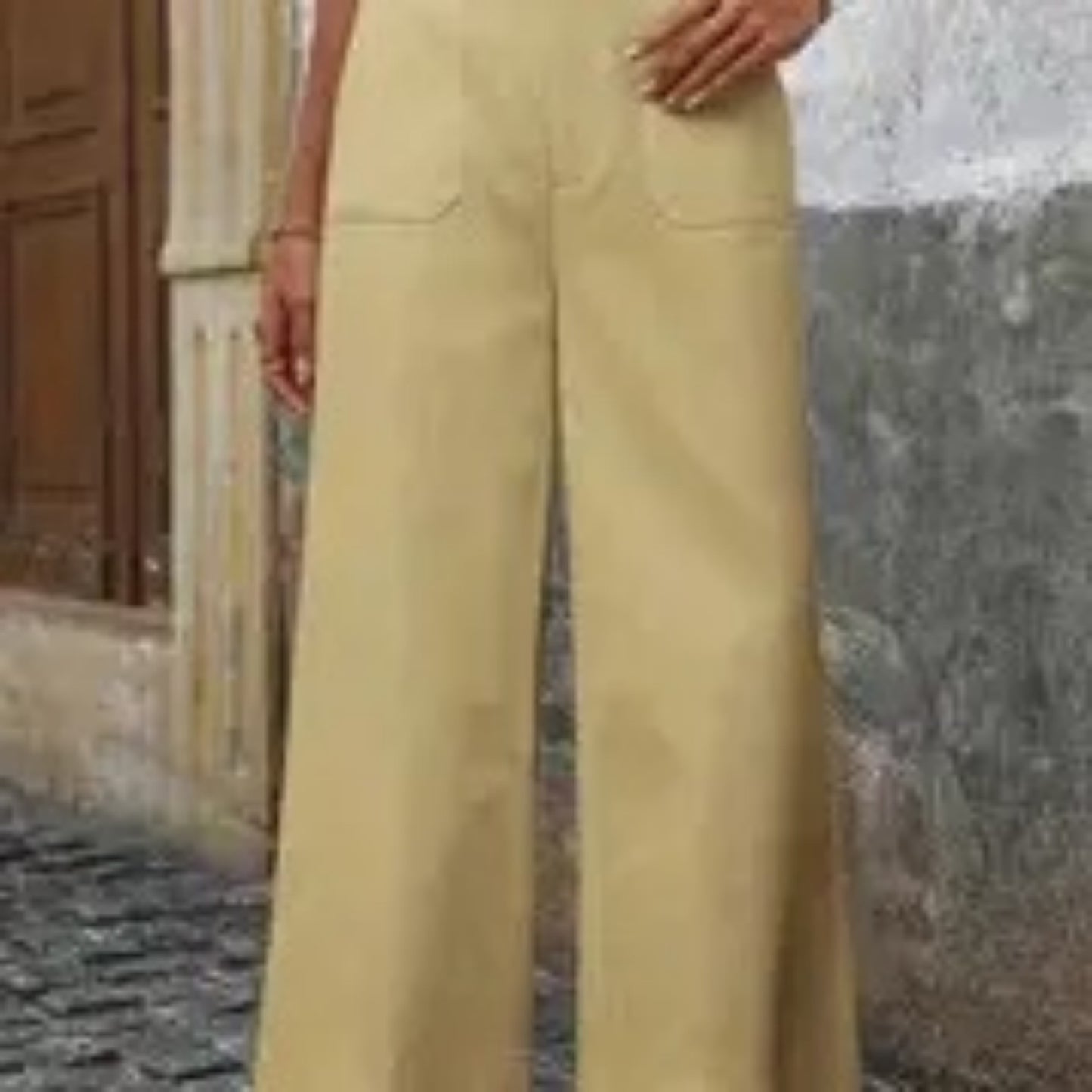 Pantalon large à taille haute avec poches, casual et adapté aux trajets