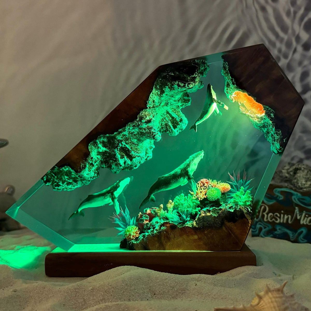 Humpback Whale Resin & Wood Night Lamp | 3 Sizes