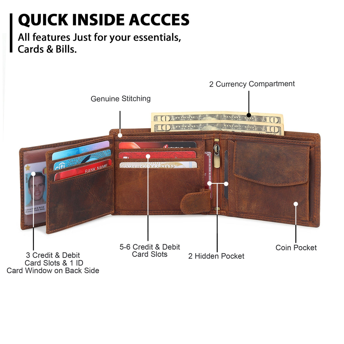 Buffalo Leather Hunter Wallet for Men