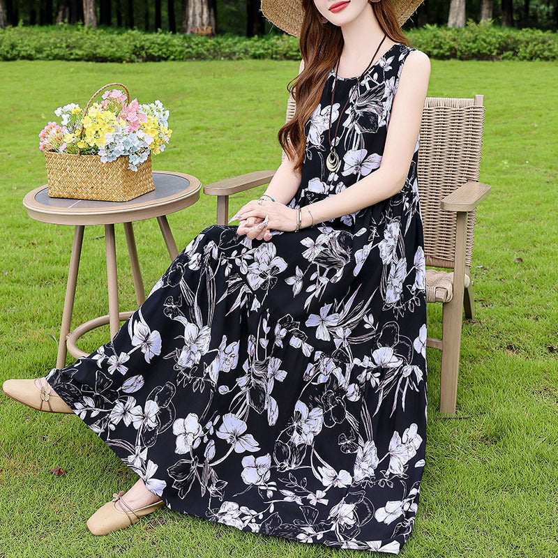 Robe d'été en soie et coton à porter en extérieur