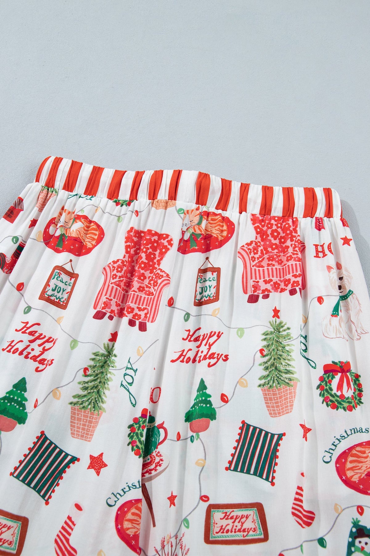 Christmas Stripe Trim Top & Pants Pajama Set