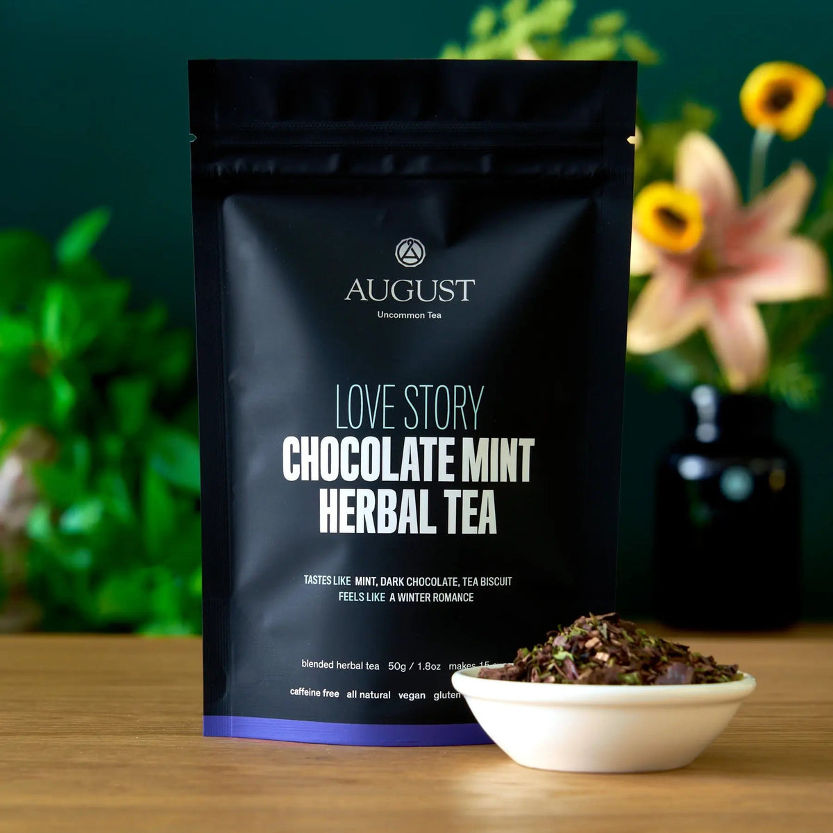 Chocolate mint caffeine-free herbal tea