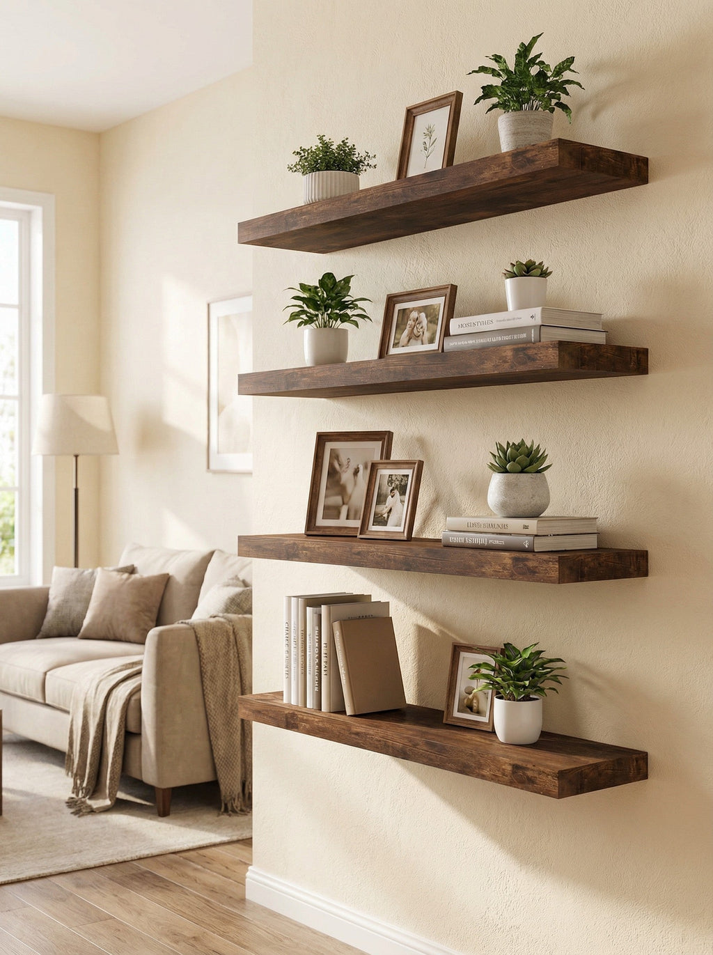 Floating Wall Shelves, Set of 4 – Invisible Brackets