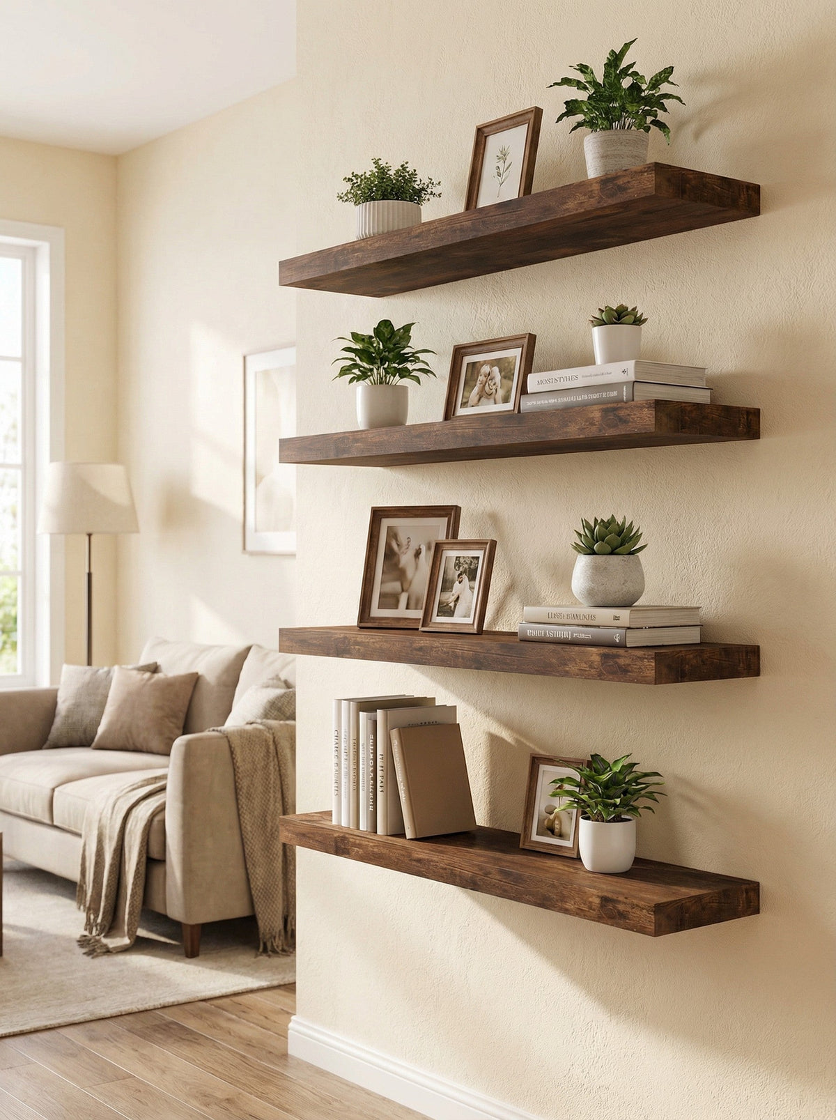 Floating Wall Shelves, Set of 4 – Invisible Brackets