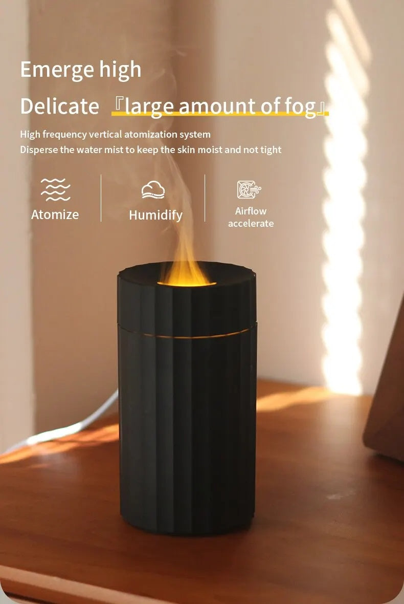 Quiet Flame Effect Essential Oil Diffuser | Black or White