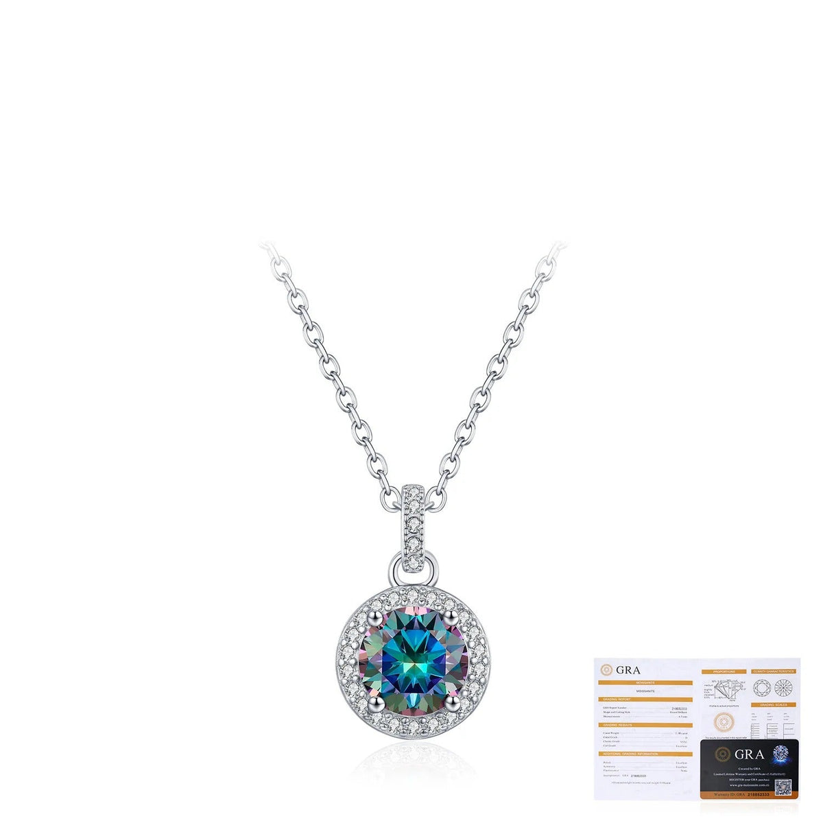 Rainbow Moissanite Pendant Necklace | Sterling Silver
