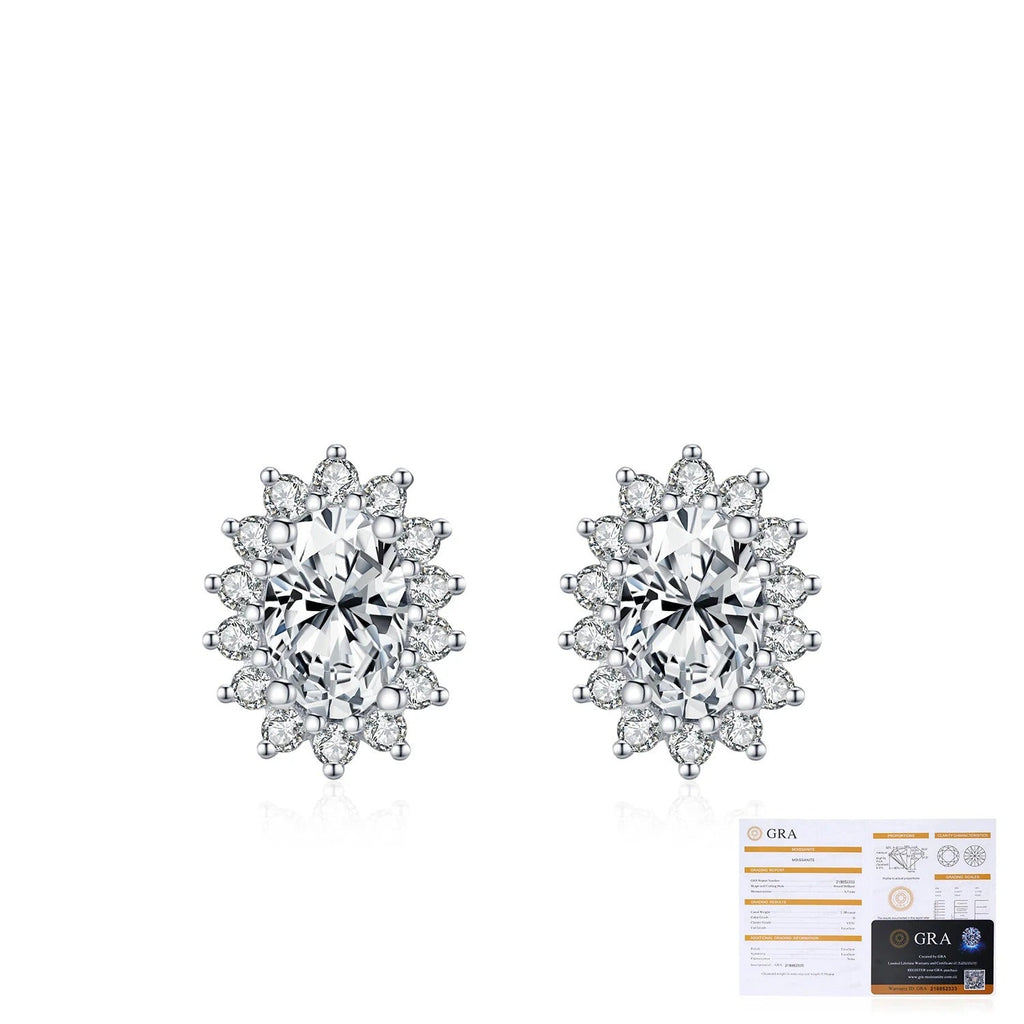Floral Moissanite Stud Earrings | Sterling Silver