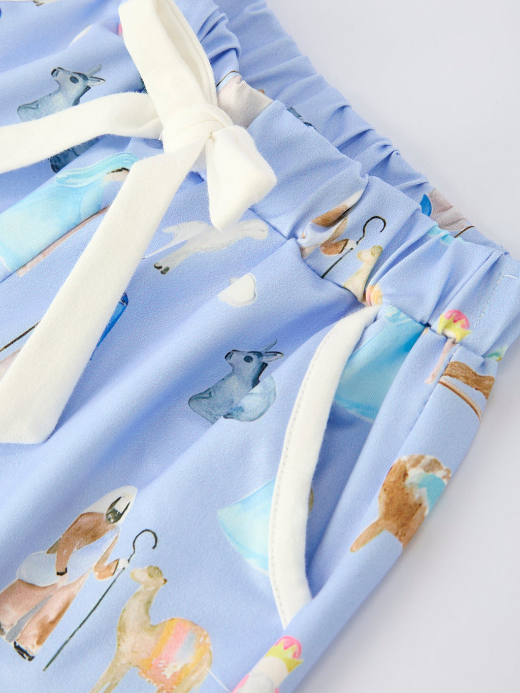 Girls' Blue Nativity Christmas Pajama Set