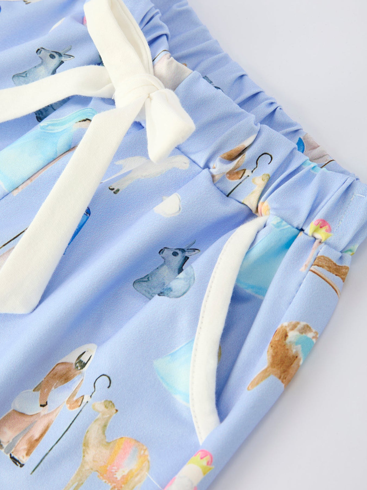 Girls' Blue Nativity Christmas Pajama Set