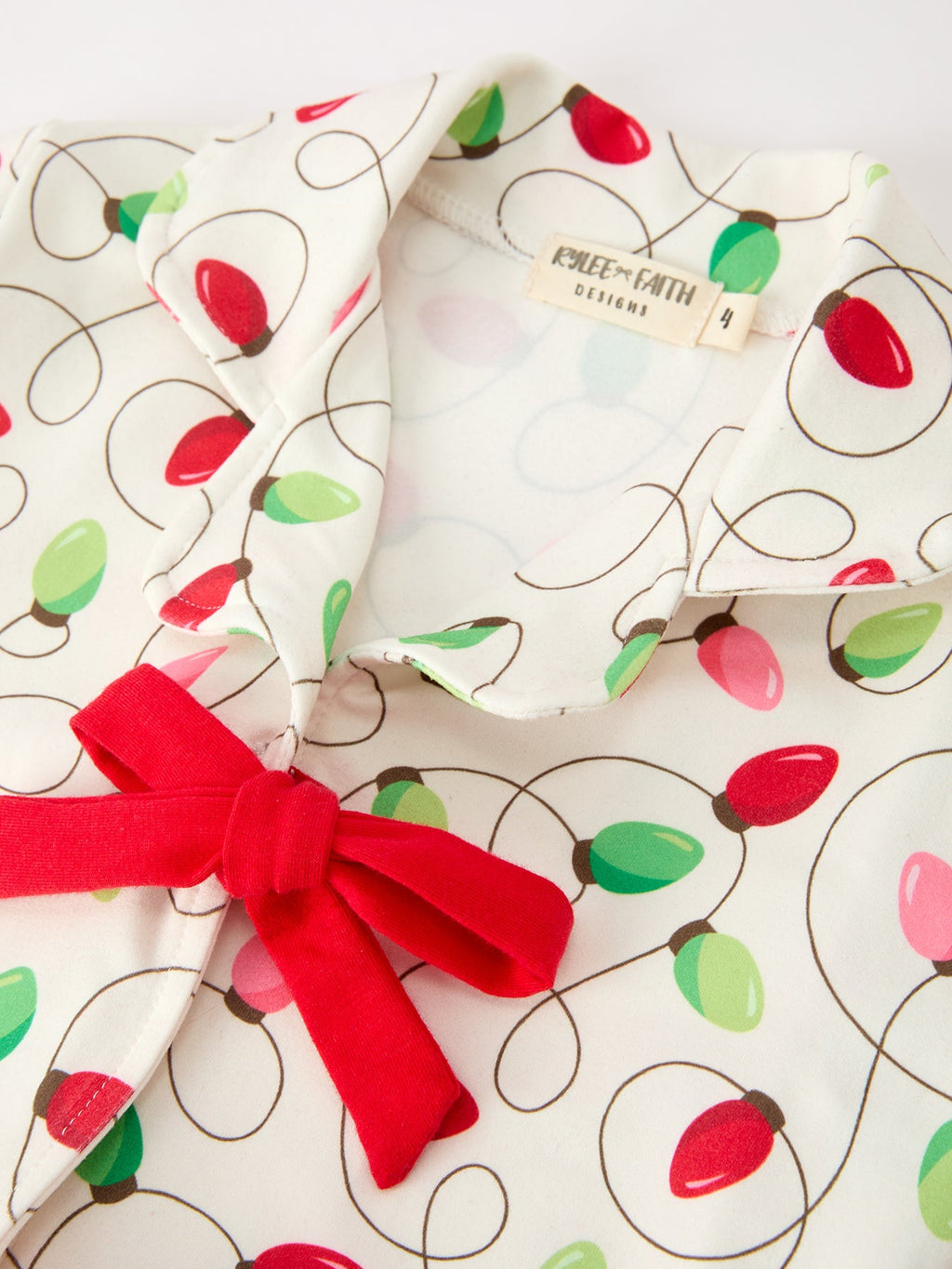Girls' Christmas Lights Bow Tie Pajama Set