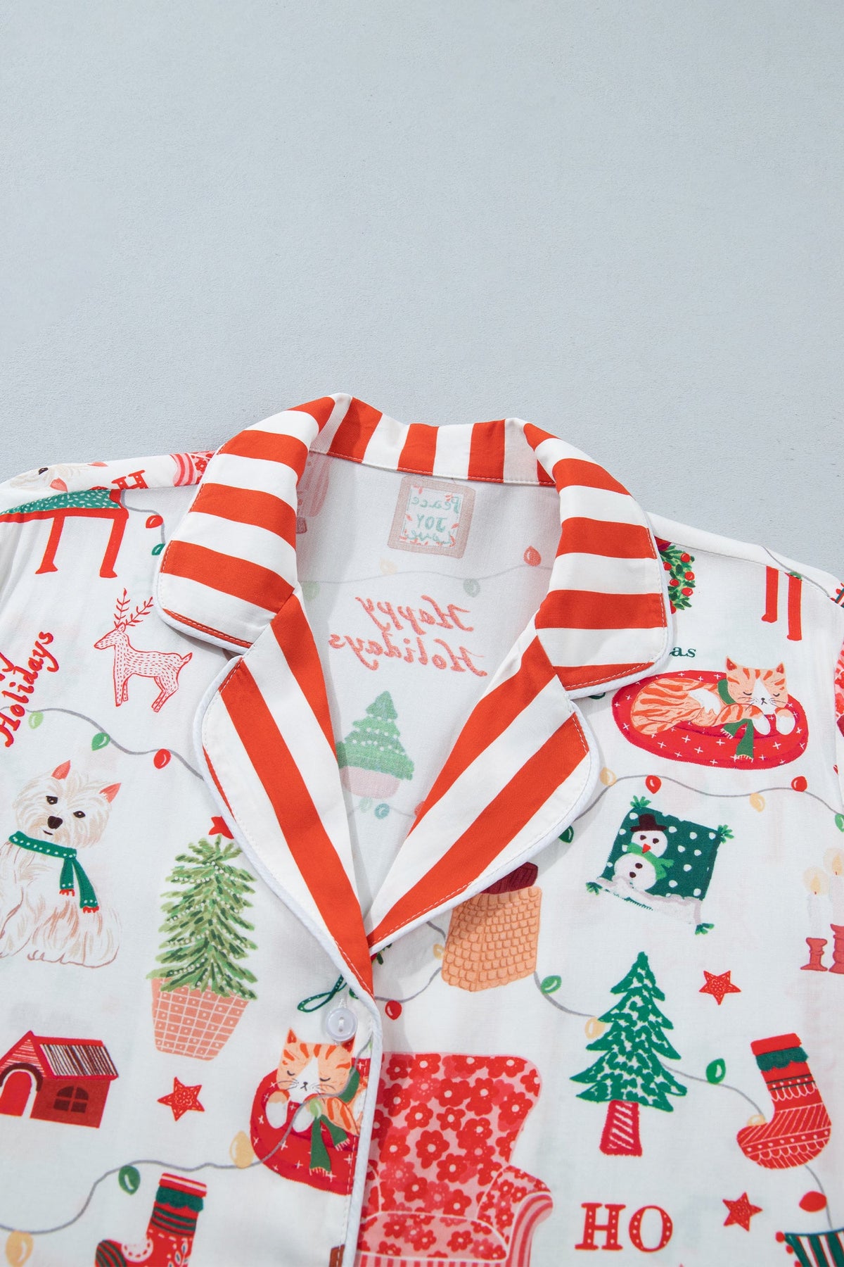 Christmas Stripe Trim Top & Pants Pajama Set