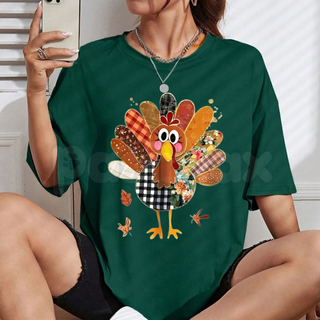 Thanksgiving Patchwork Turkey Graphic Tee