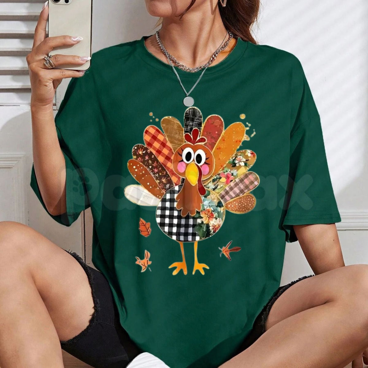 Thanksgiving Patchwork Turkey Graphic Tee