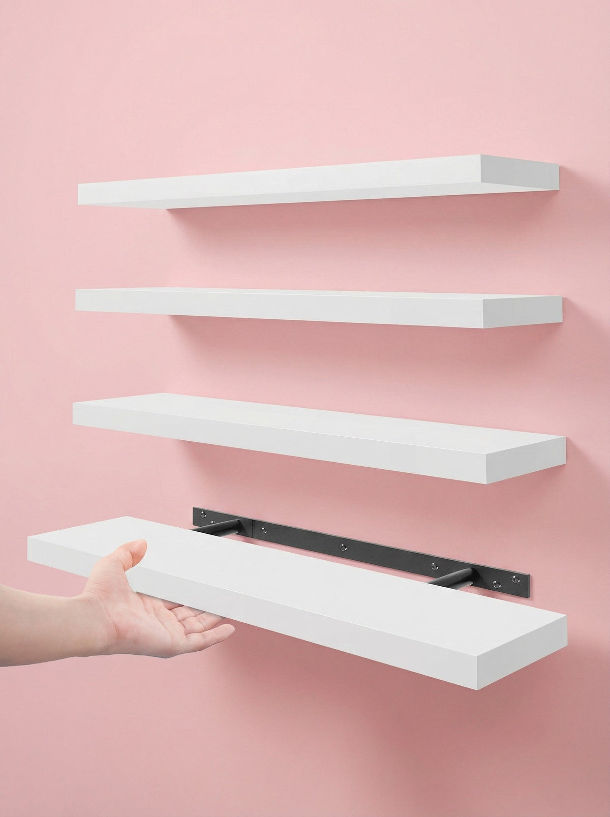 Floating Wall Shelves, Set of 4 – Invisible Brackets
