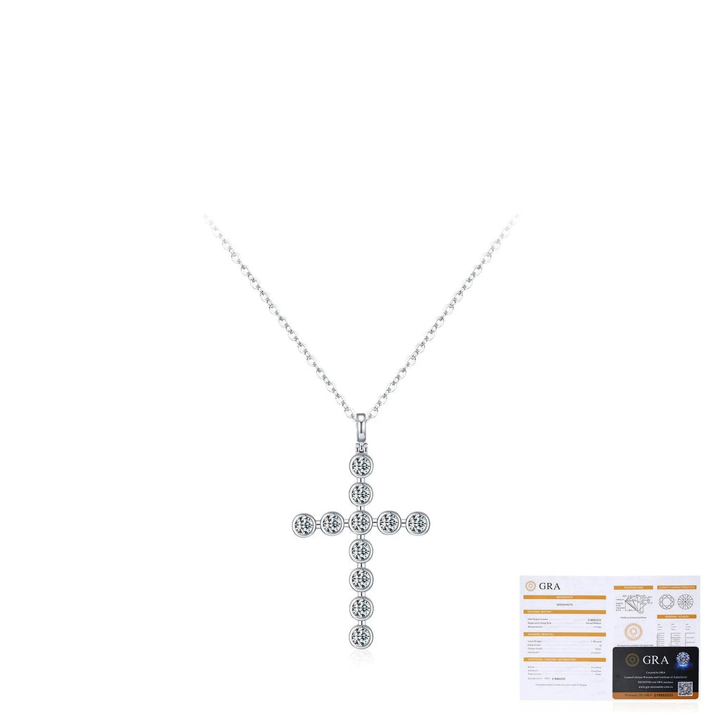 Moissanite Cross Necklace | Sterling Silver