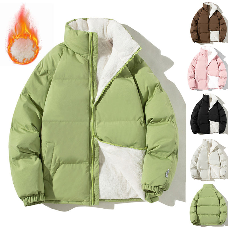 Plush-Lined Stand Collar Winter Jacket – Unisex