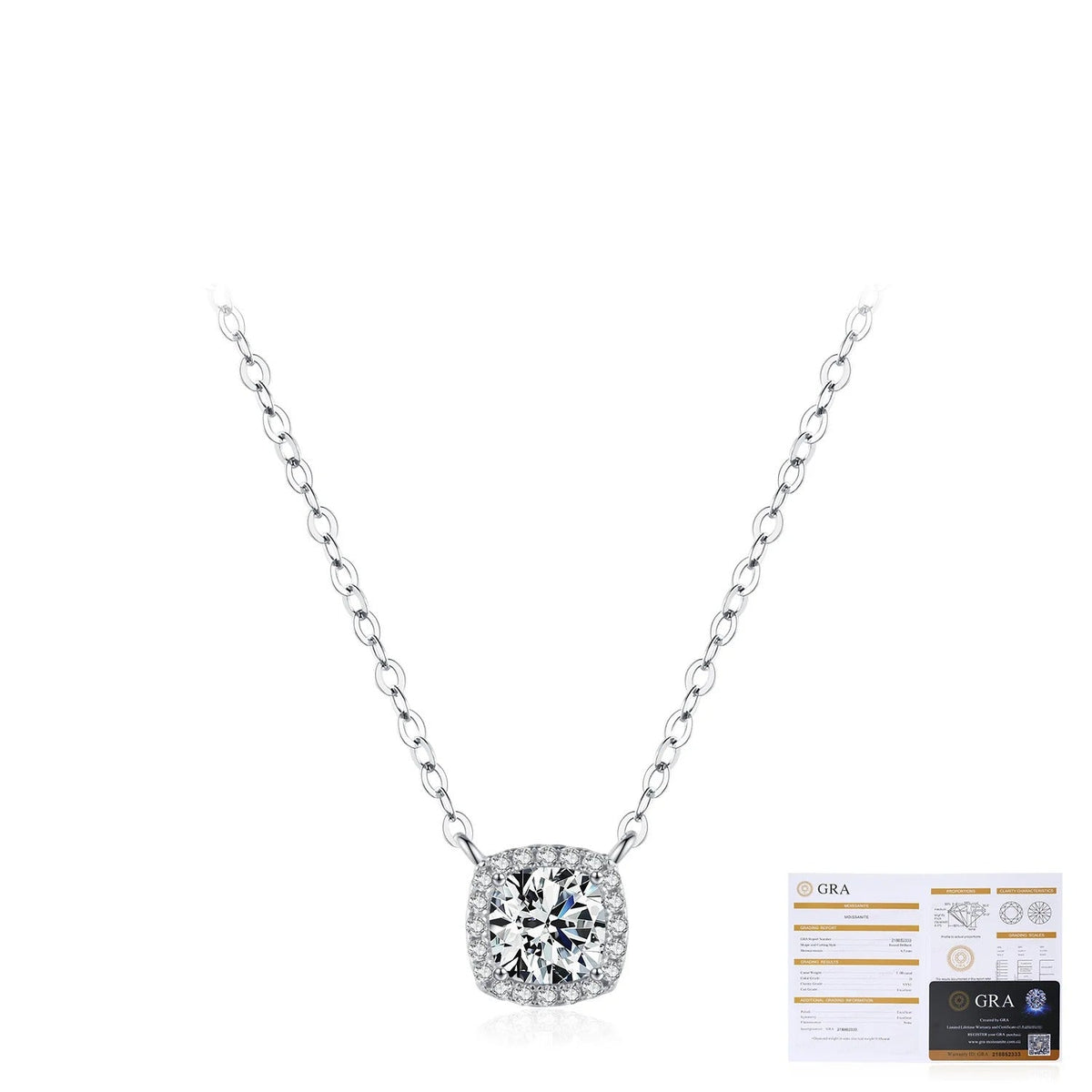 Square-Cut Moissanite Pendant Necklace | Sterling Silver