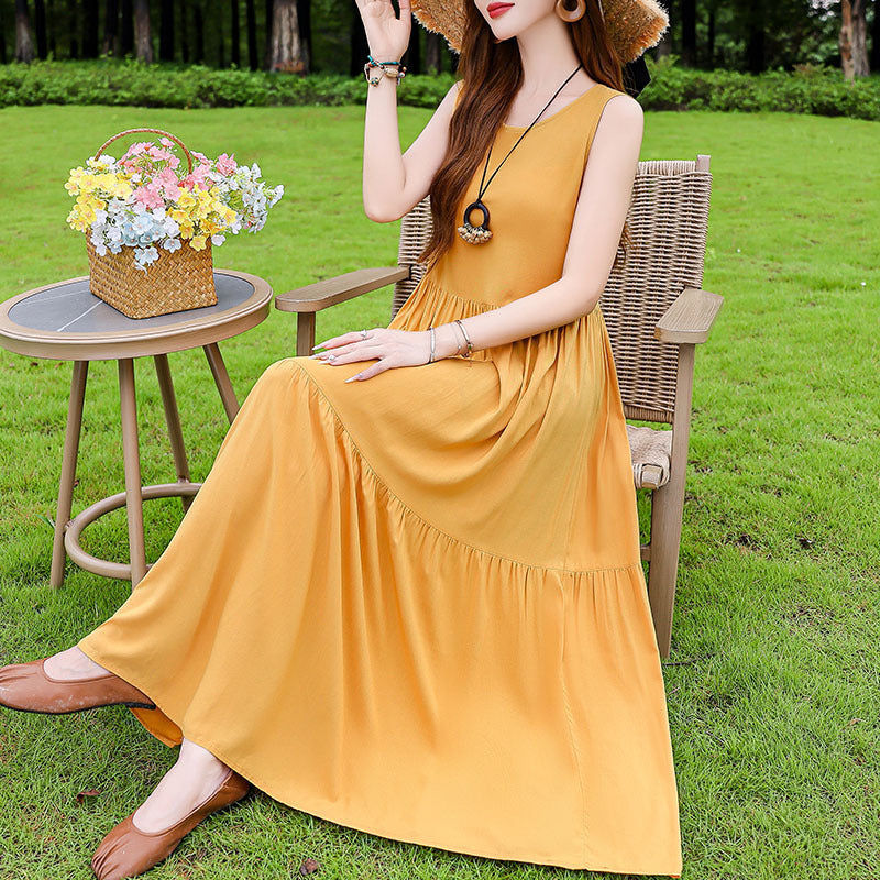 Robe d'été en soie et coton à porter en extérieur