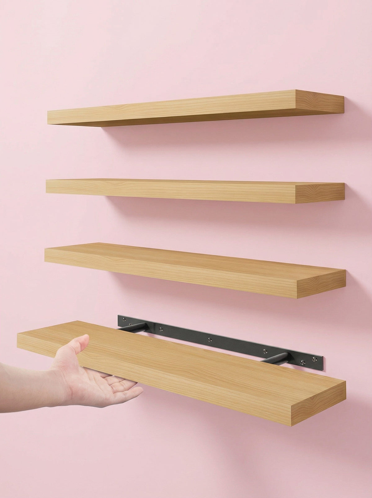 Floating Wall Shelves, Set of 4 – Invisible Brackets