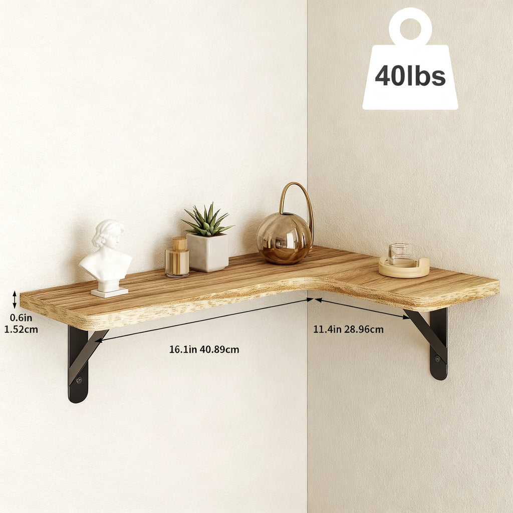 Rustic Corner Floating Shelves, Set of 5