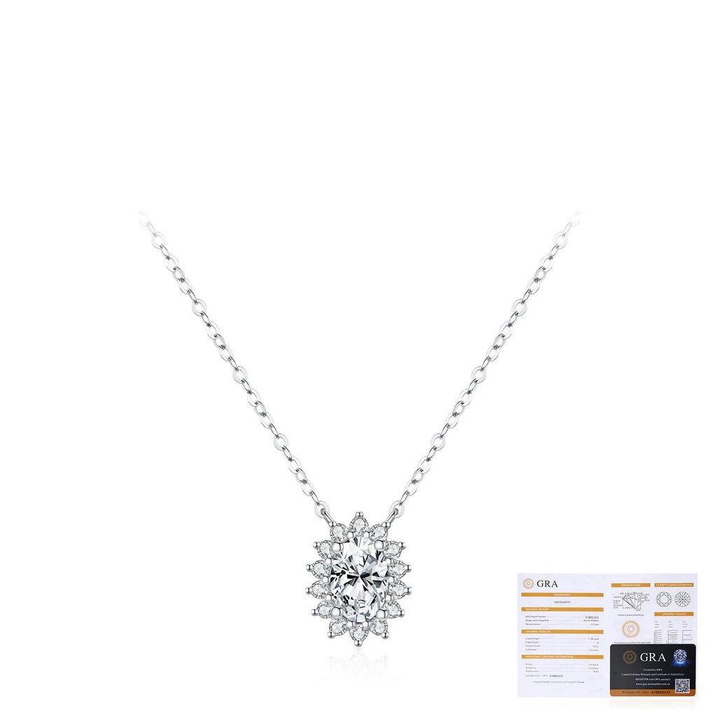 Floral Moissanite Pendant Necklace | Sterling Silver