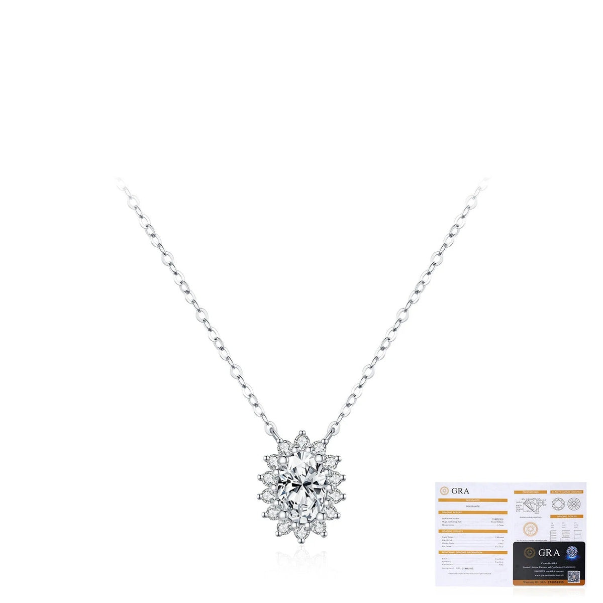 Floral Moissanite Pendant Necklace | Sterling Silver