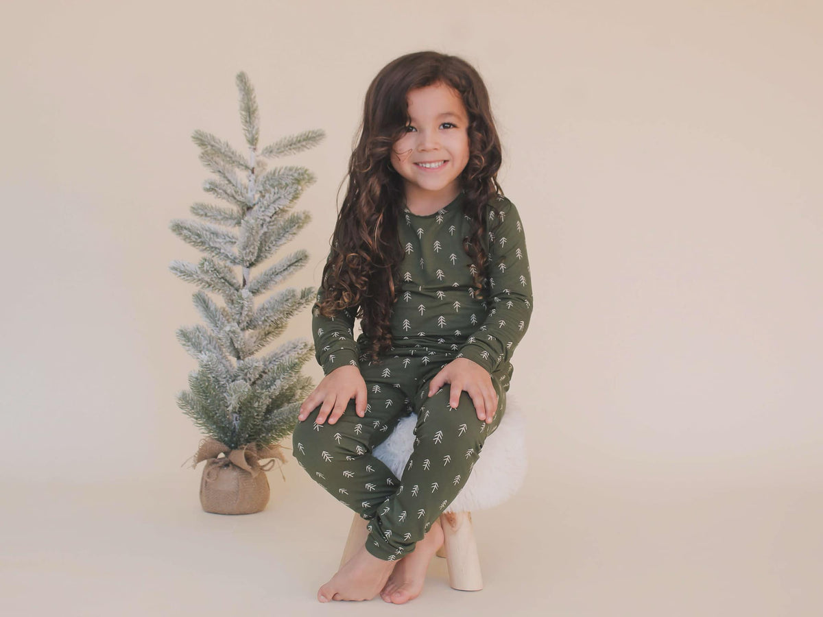 Kids Christmas Tree Bamboo Pajamas – 2 Piece Set