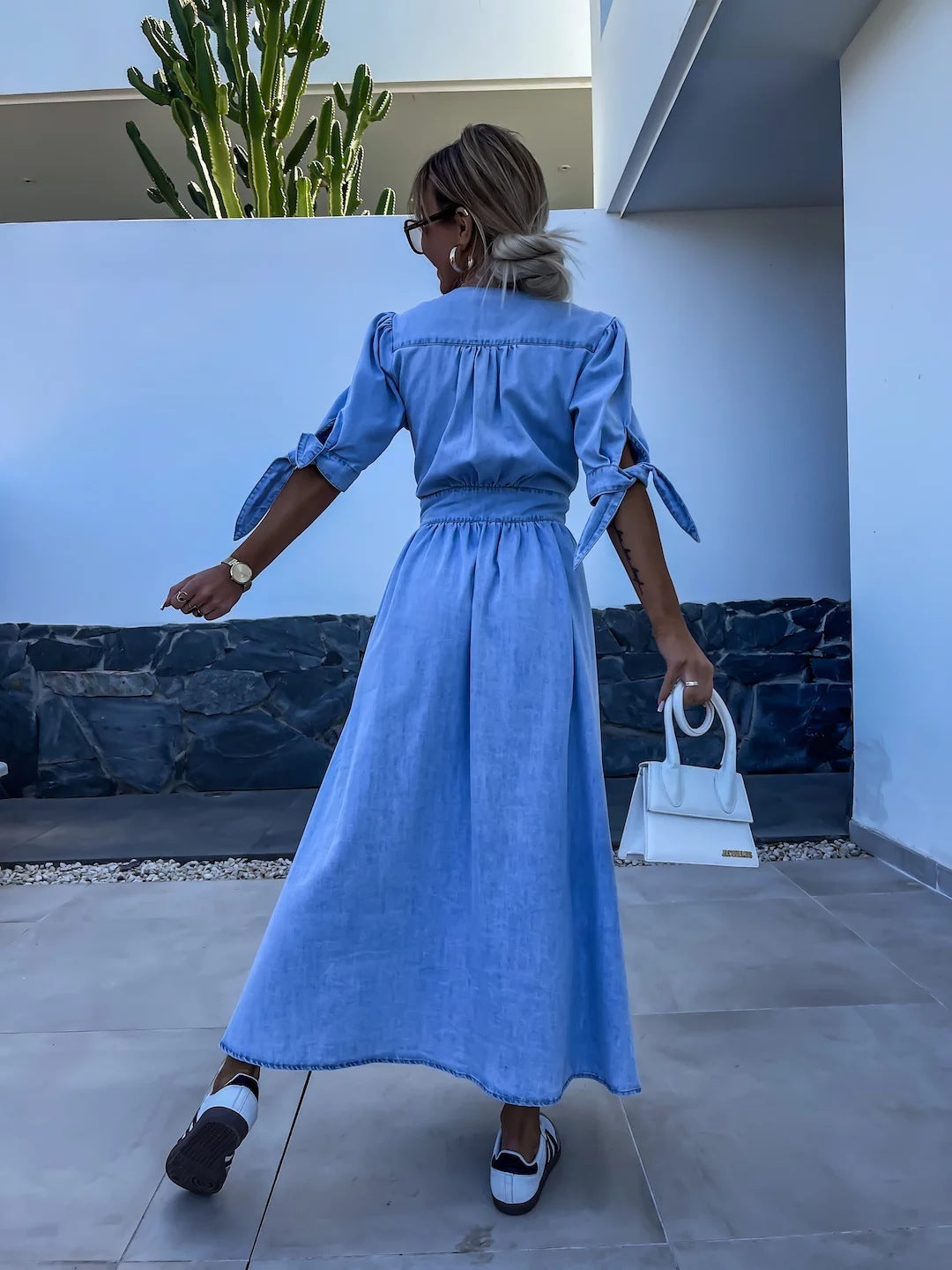 Robe en Jean Sexy à Col en V pour Femmes - Nouvelle Collection