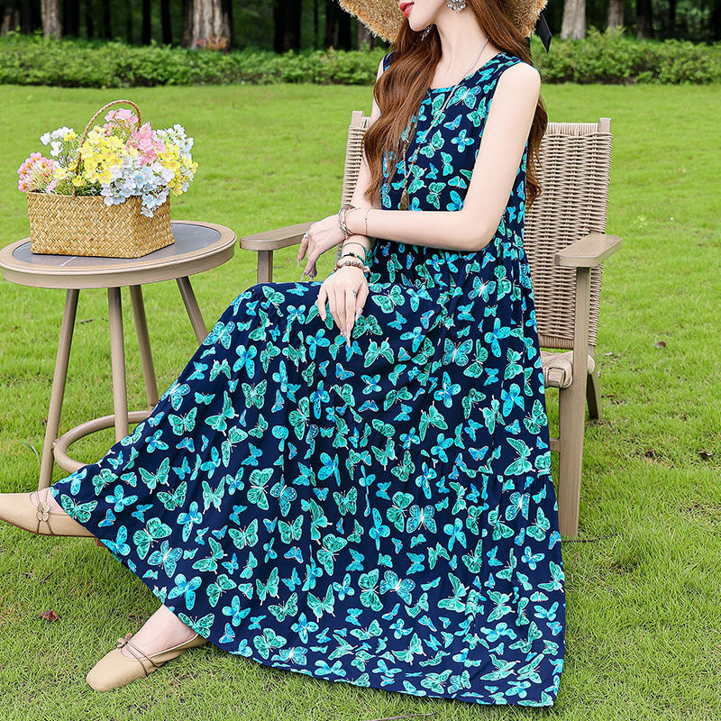 Robe d'été en soie et coton à porter en extérieur