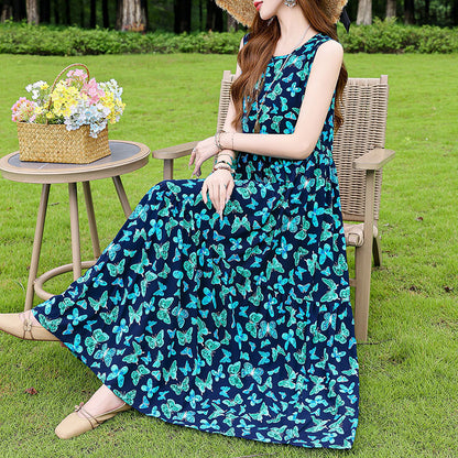 Robe d'été en soie et coton à porter en extérieur