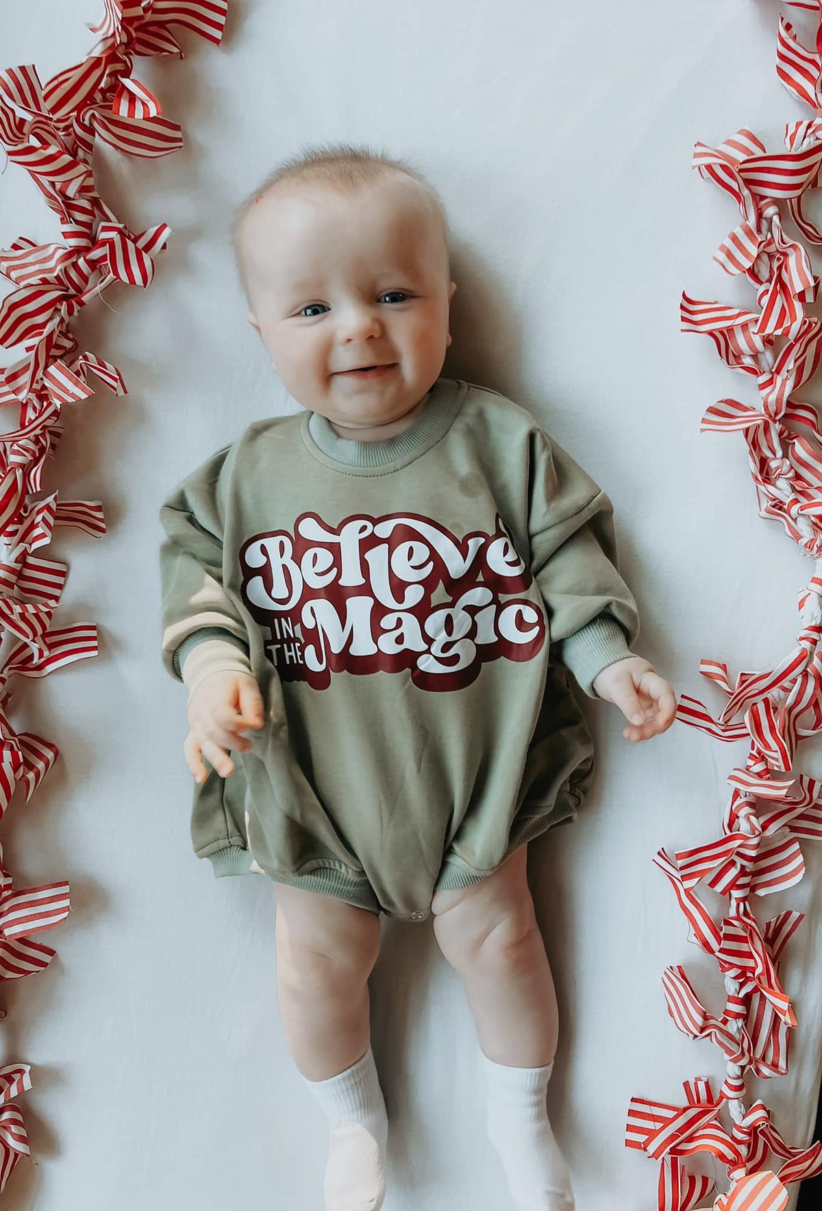 Believe in the Magic Christmas Baby Sweatshirt Romper