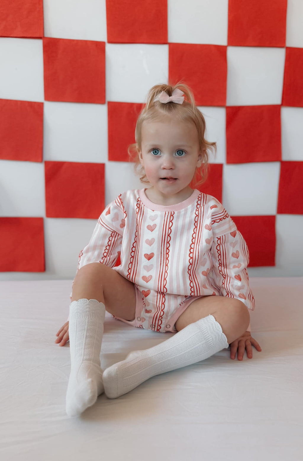Laced with Love Plaid Heart Baby Sweatshirt Romper