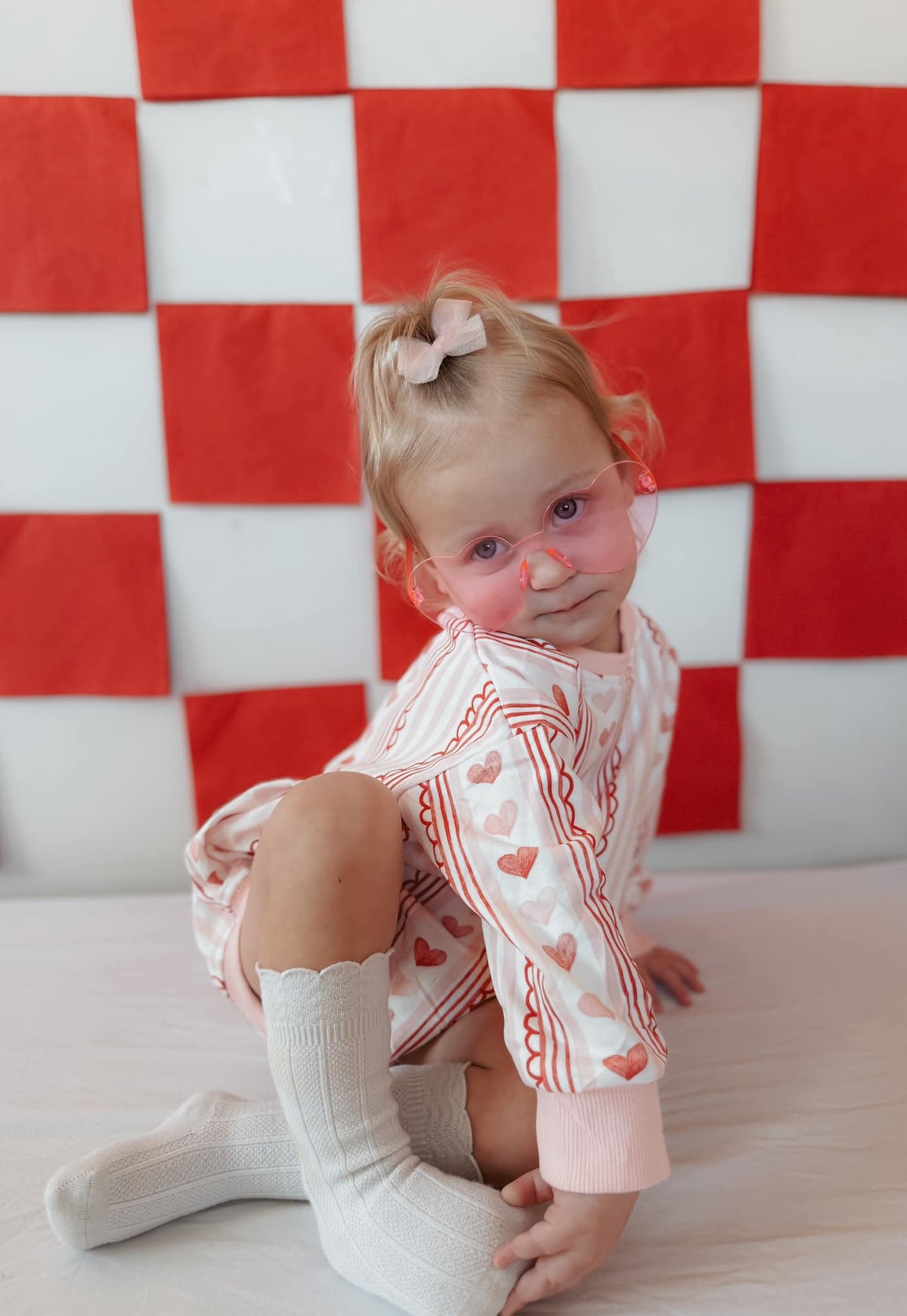 Laced with Love Plaid Heart Baby Sweatshirt Romper