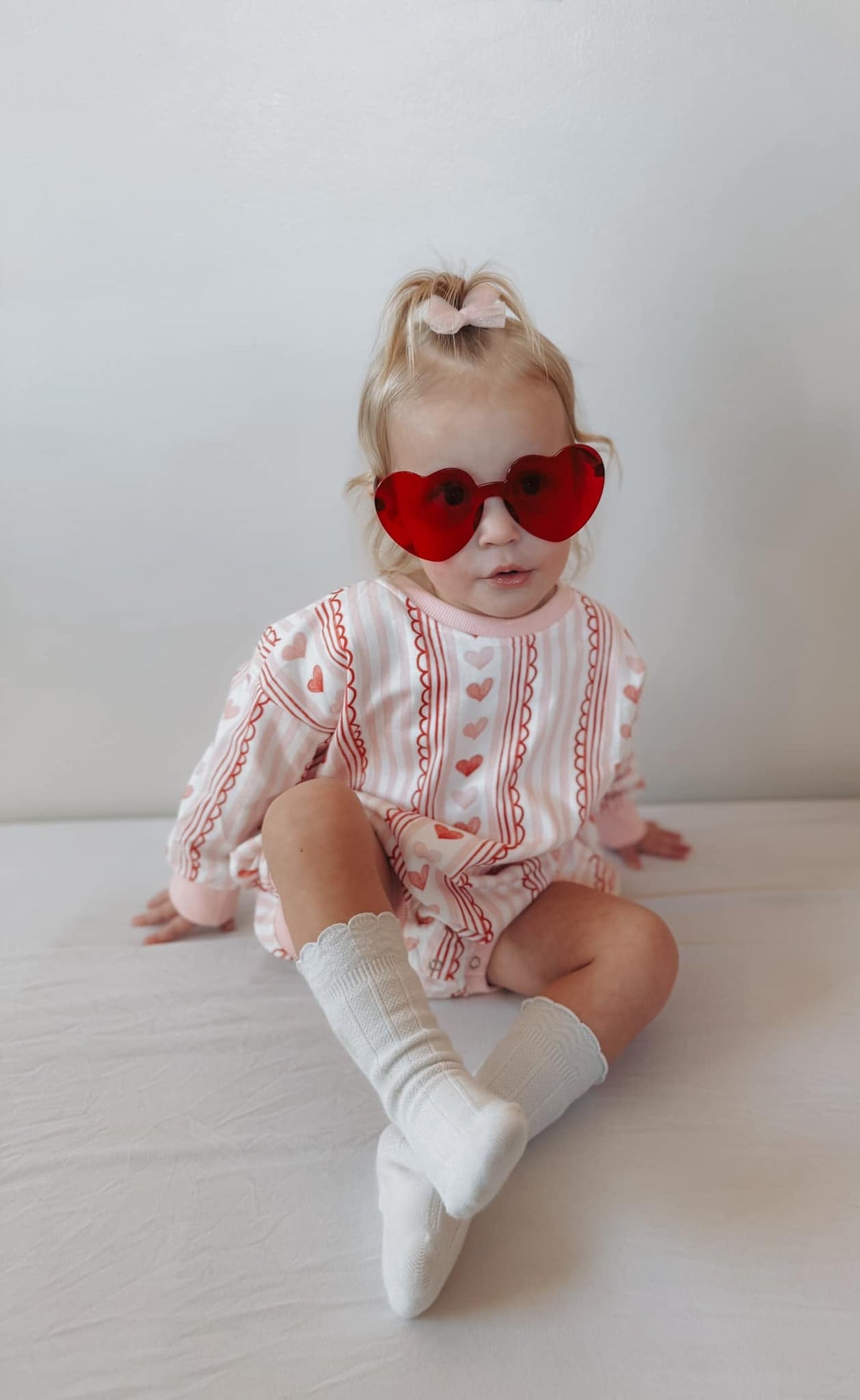 Laced with Love Plaid Heart Baby Sweatshirt Romper