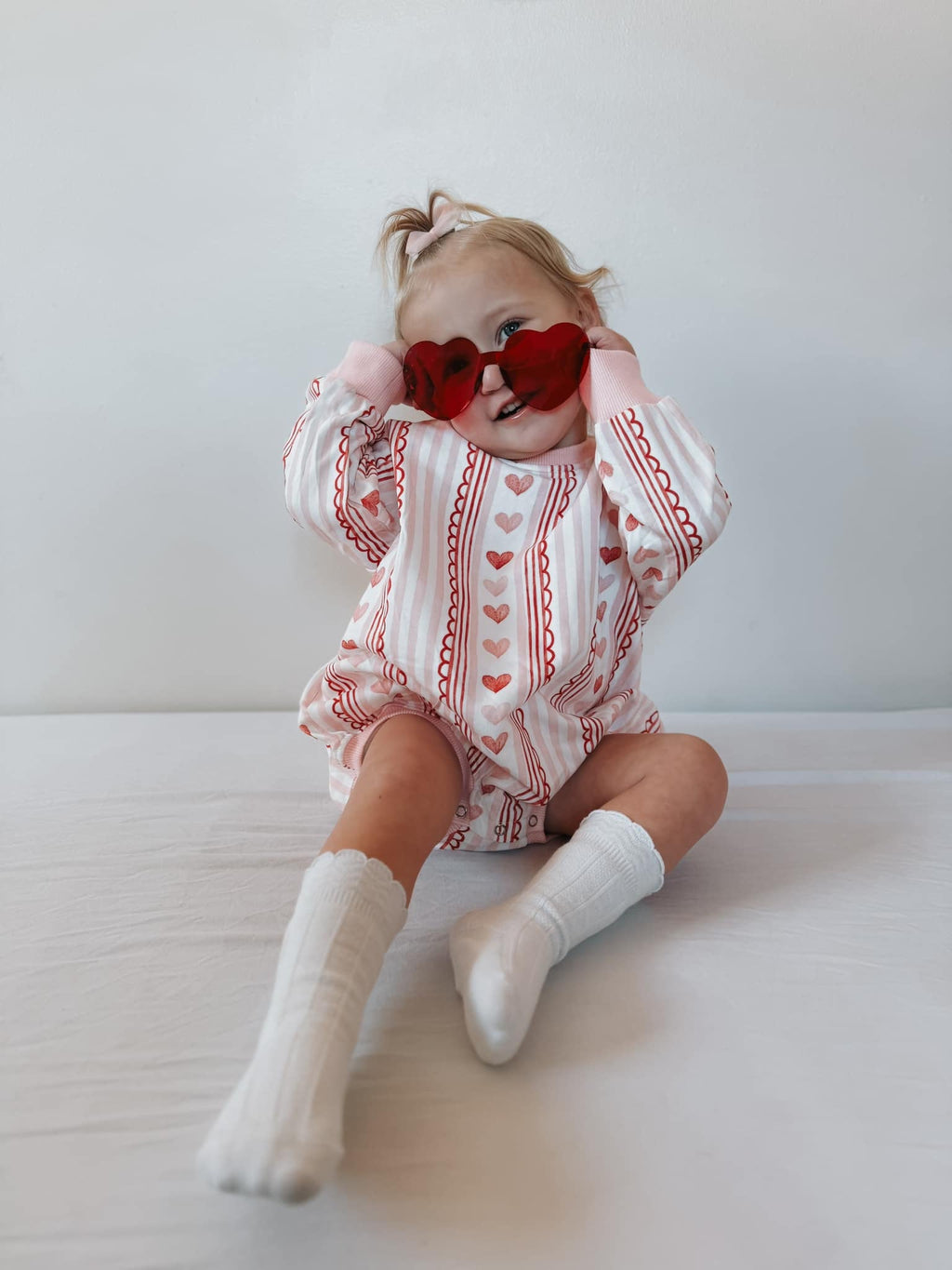 Laced with Love Plaid Heart Baby Sweatshirt Romper