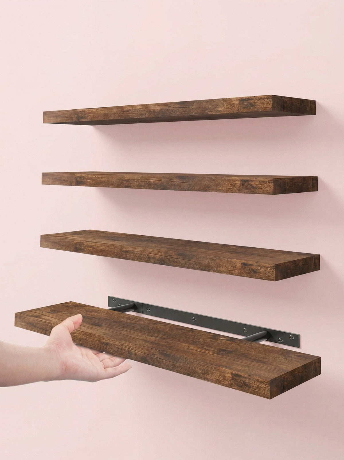 Floating Wall Shelves, Set of 4 – Invisible Brackets