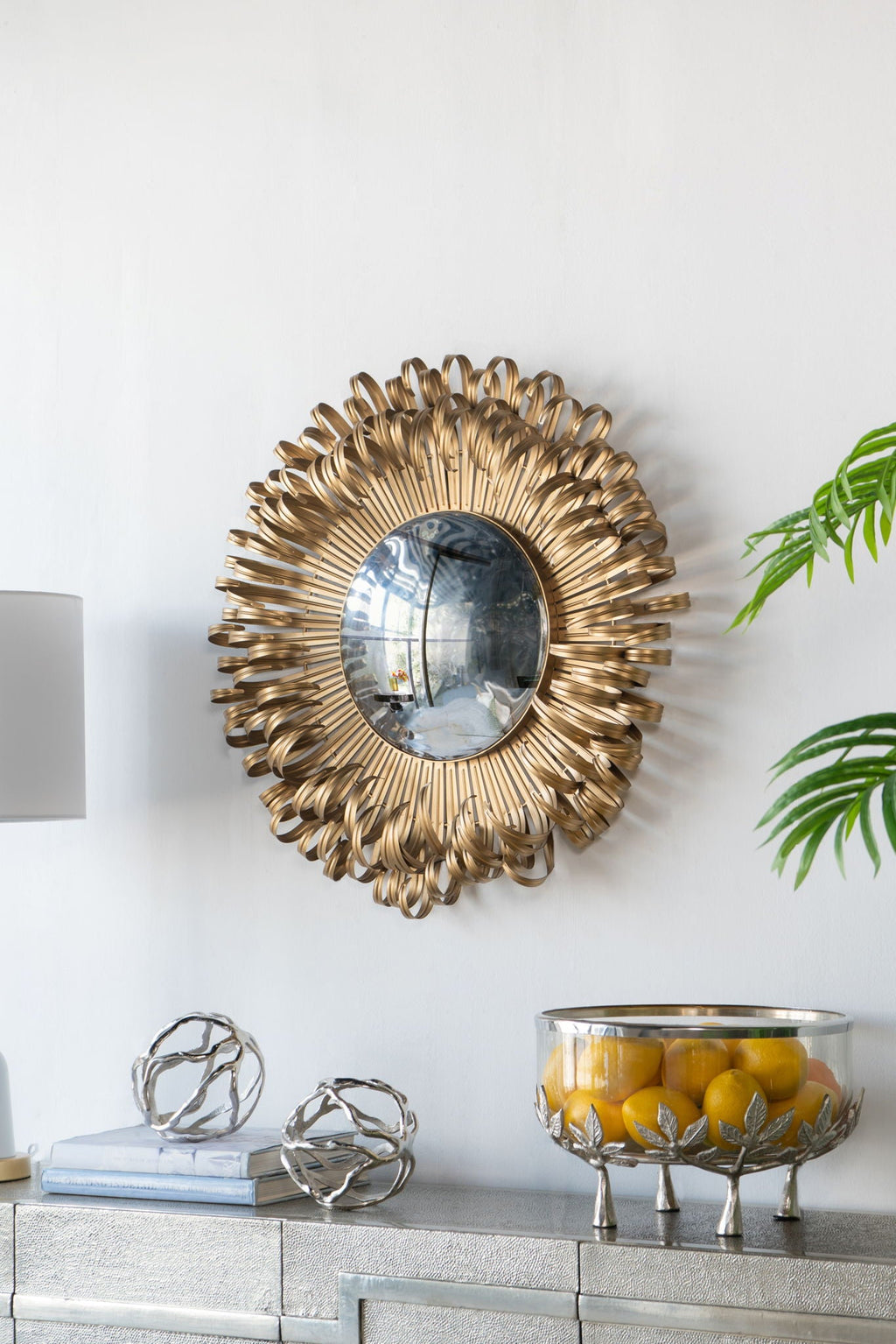 Gold sunburst wall mirror