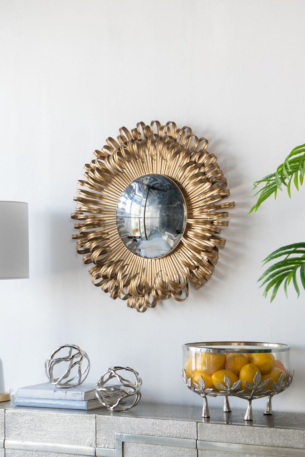 Gold sunburst wall mirror