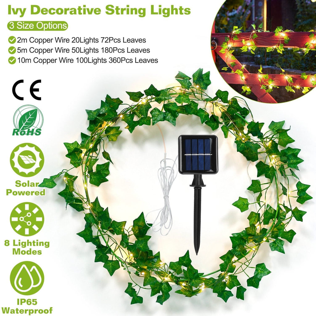 Ivy Leaf Solar Fairy String Lights