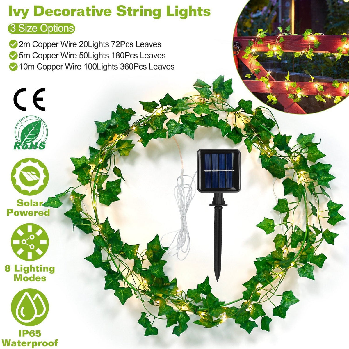Ivy Leaf Solar Fairy String Lights