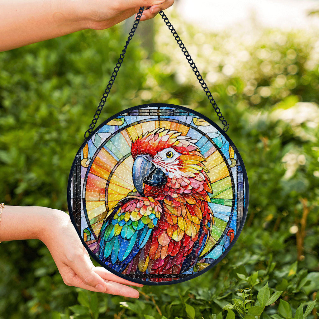 Stained Glass-Look Parrot Suncatcher | 3 Sizes