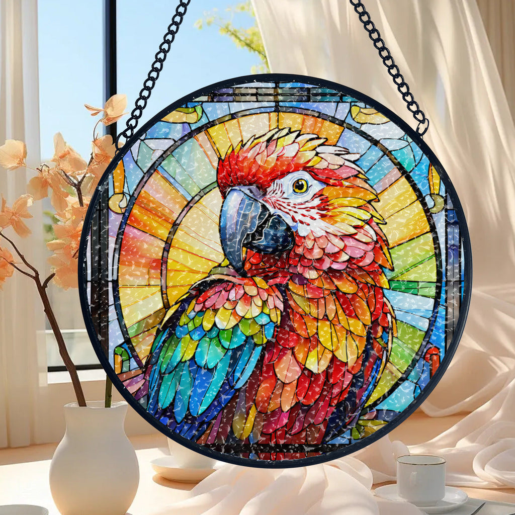 Stained Glass-Look Parrot Suncatcher | 3 Sizes