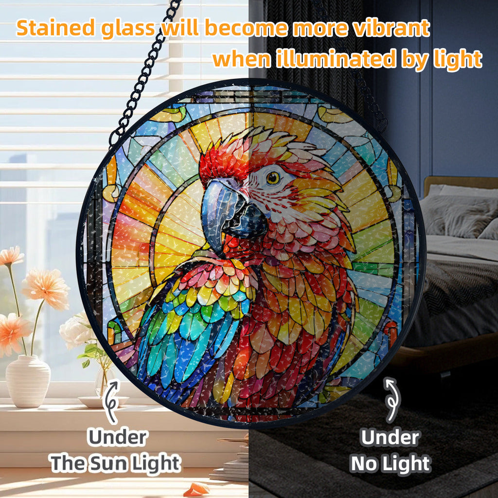 Stained Glass-Look Parrot Suncatcher | 3 Sizes