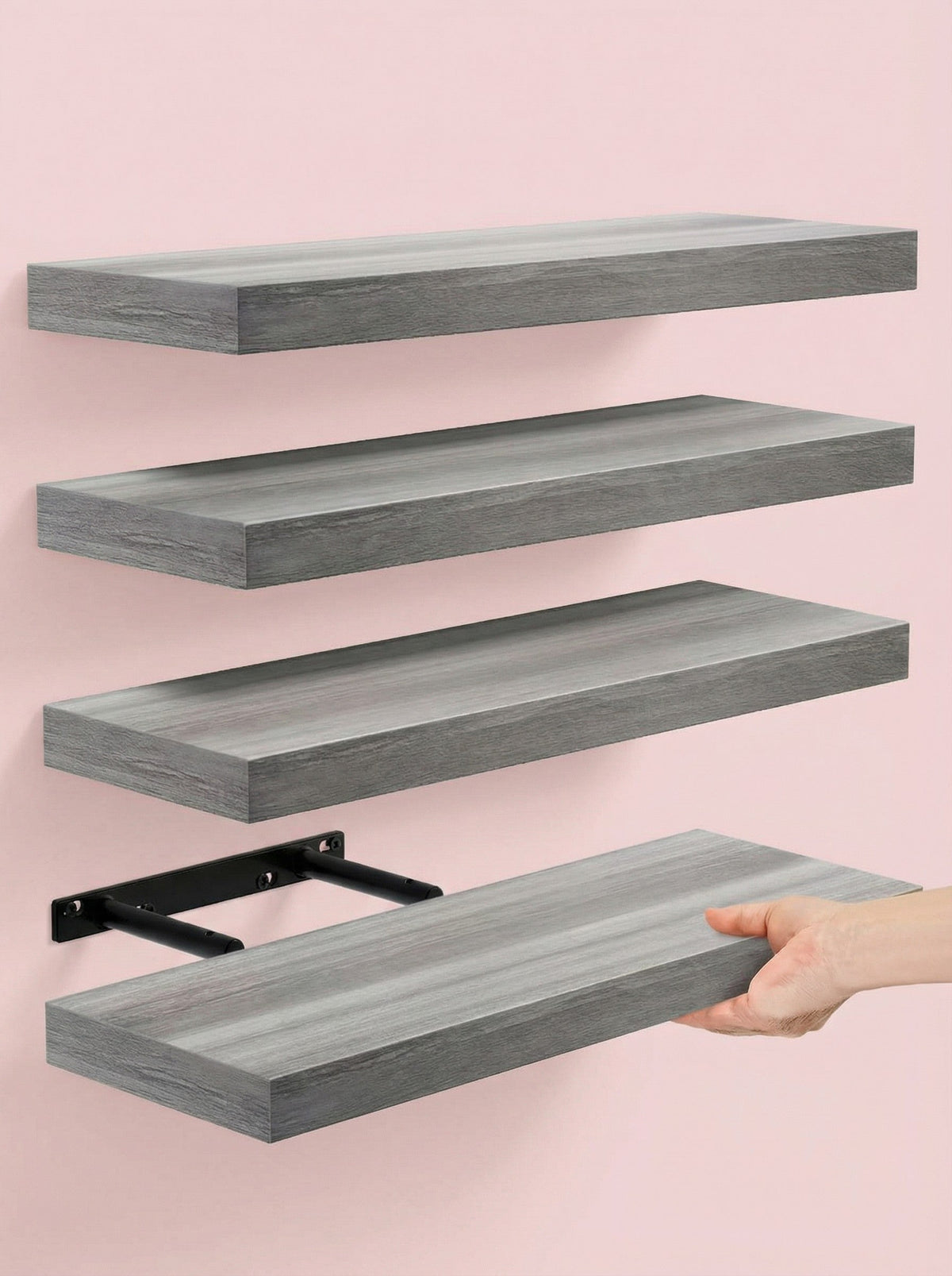 Floating Wall Shelves, Set of 4 – Invisible Brackets