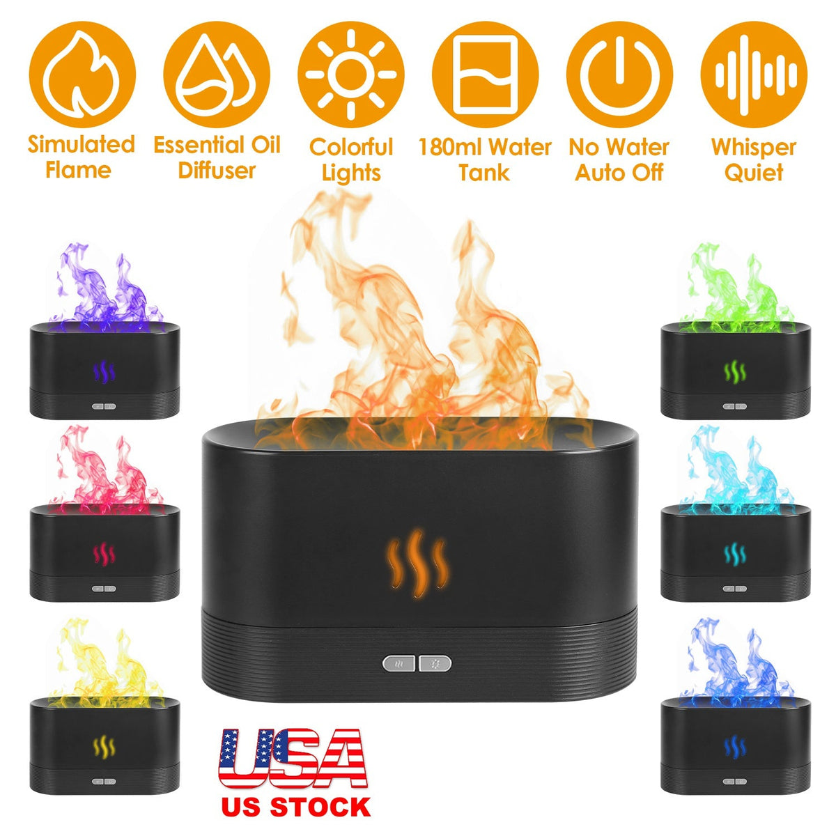 3D Flame Aroma Diffuser | Colorful Lights | Auto Shut-Off