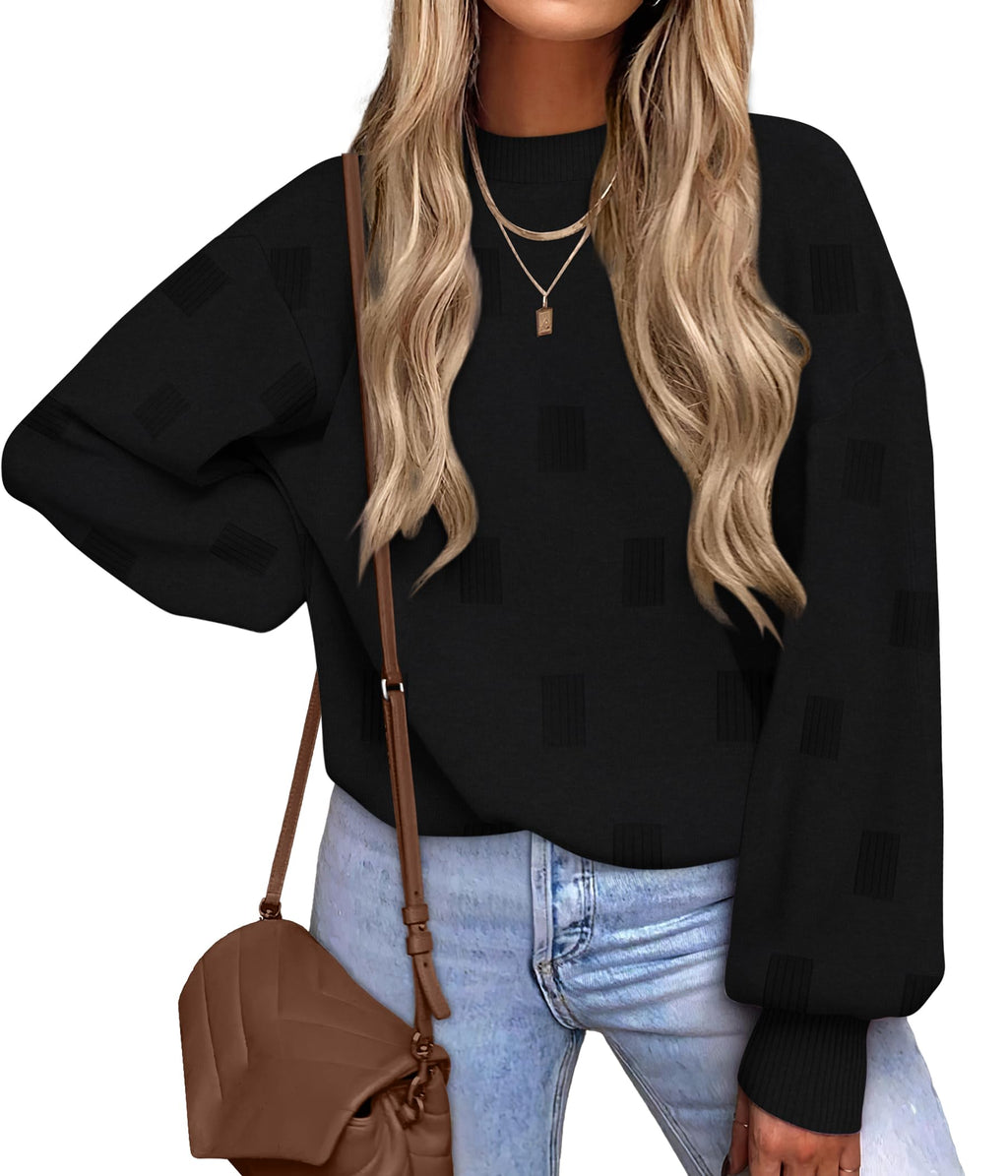Women's Puff Sleeve Turtleneck Knit Sweater