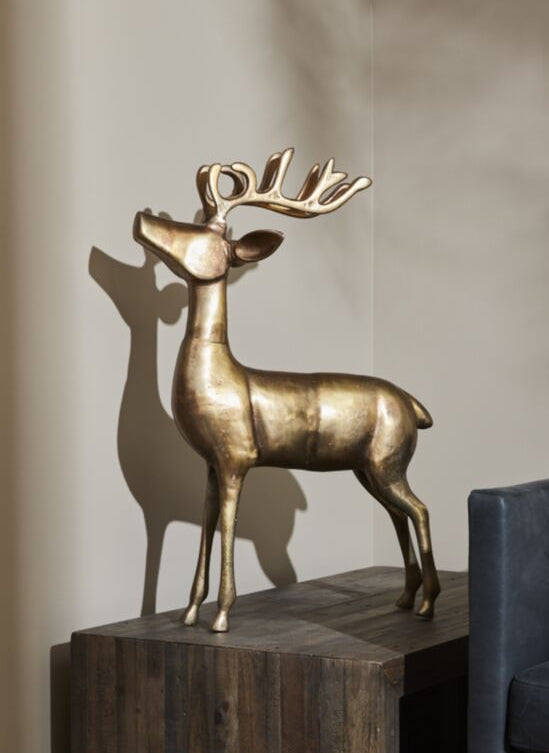 Aluminum Reindeer Statue – 33" Holiday Decor