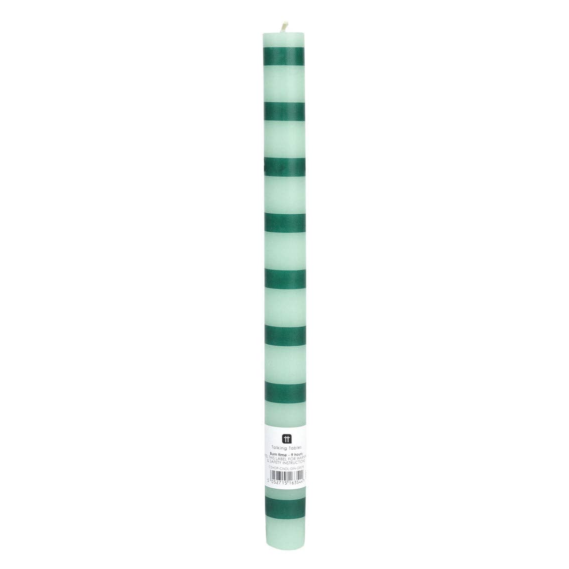 Green Striped Dinner Candles – Holiday Table Decor