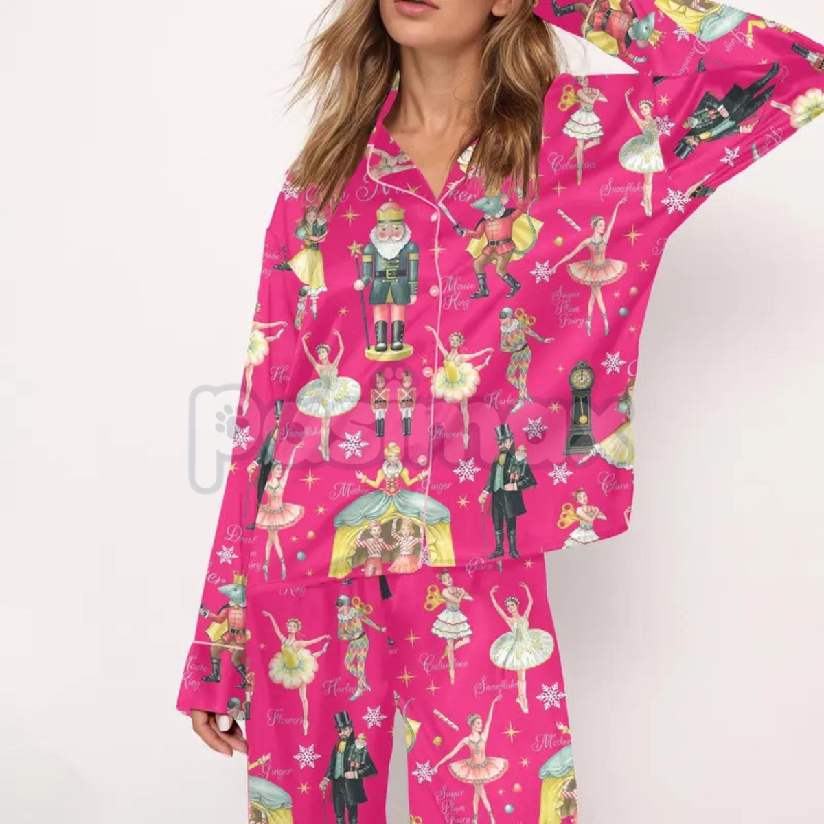 Silky Nutcracker Christmas Pajama Set for Women